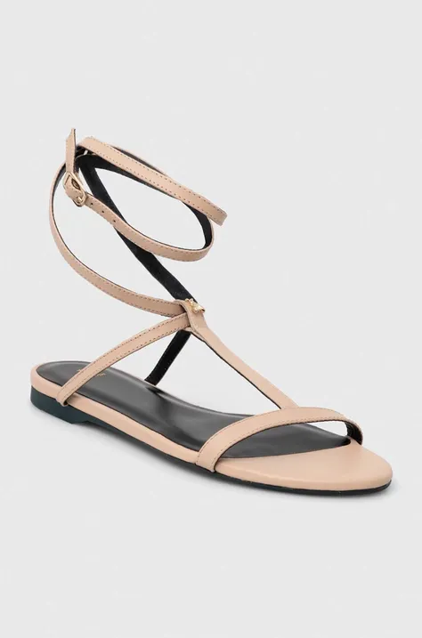Kožené sandály Patrizia Pepe dámské, béžová barva, 2X0017 L048 B743