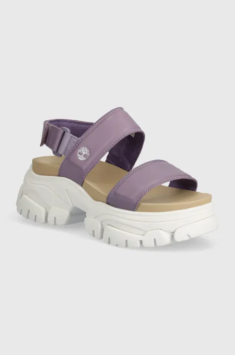 Kožené sandále Timberland Adley Way Sandal dámske, fialová farba, na platforme, TB0A2M79EAJ1
