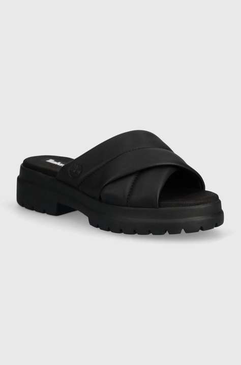 Timberland slapi de piele London Vibe femei, culoarea negru, cu platforma, TB0A63QZW021