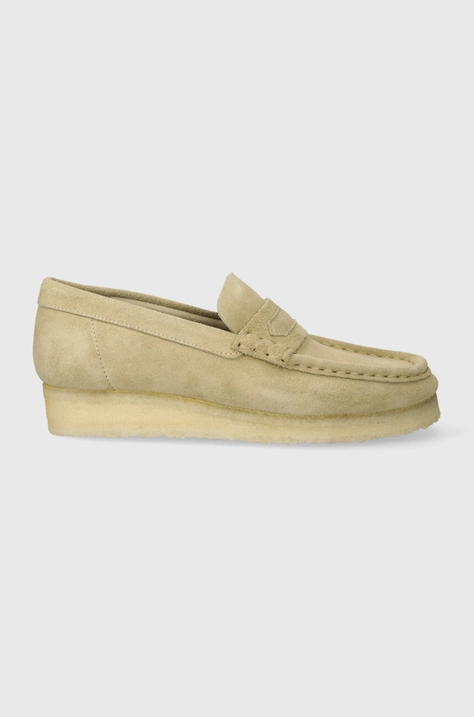 Clarks Originals leather loafers Wallabee Loafer women's beige color 26173508