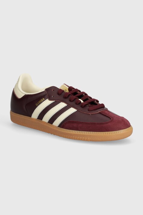 Kožené tenisky adidas Originals Samba OG vínová barva, ID0477