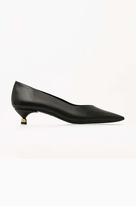 Кожени обувки с дебел ток Vanda Novak Diana в черно с нисък ток