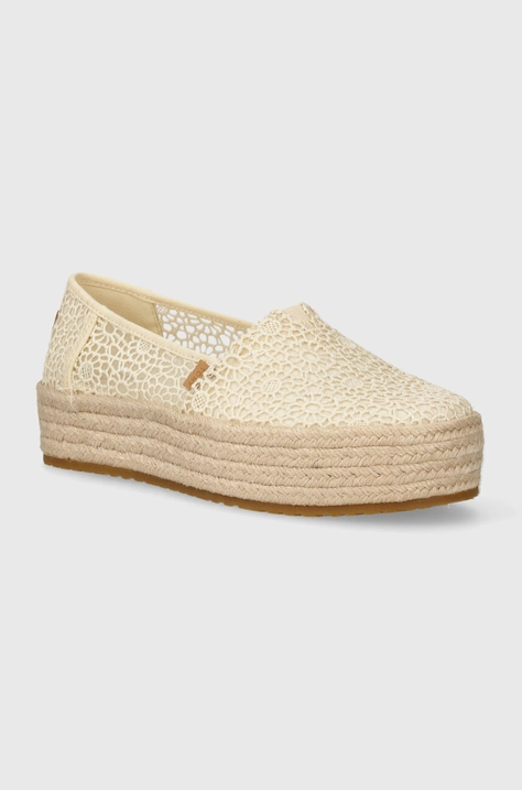 Espadrilky Toms Valencia béžová barva, na platformě, 10020691