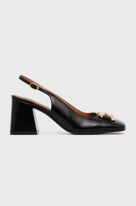 Jonak pantofi de piele DOUBLE culoarea negru, cu toc drept, cu toc deschis, 3400187