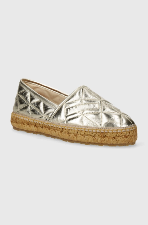 Usnjene espadrile Love Moschino zlata barva, JA10582G0IIF0900