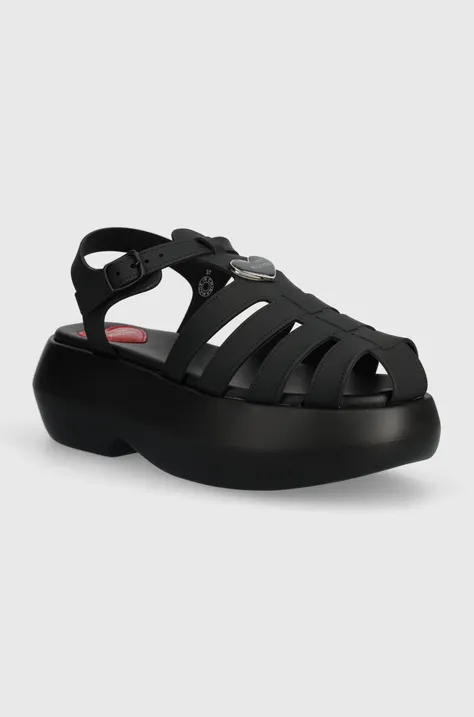 Sandale Love Moschino za žene, boja: crna, s platformom, JA16247I0II38000