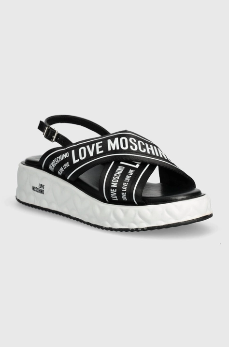 Сандалі Love Moschino жіночі колір чорний на платформі JA16315I0IIX300A