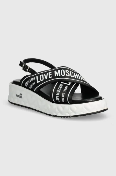 Sandale Love Moschino za žene, boja: crna, s platformom, JA16315I0IIX300A