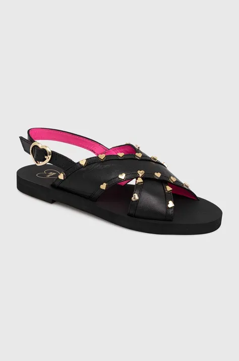 Usnjeni sandali Love Moschino ženski, črna barva, JA16402G0IIA0000