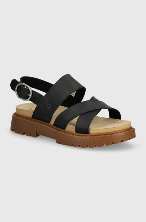 Timberland leather sandals Clairemont Way women's black color TB0A61TRW021