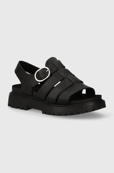 Kožne sandale Timberland Clairemont Way za žene, boja: crna, s platformom, TB0A635VW021