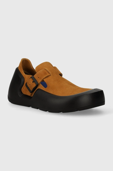 Semišové polobotky Birkenstock Reykjavik dámské, hnědá barva, na plochém podpatku, 1027351