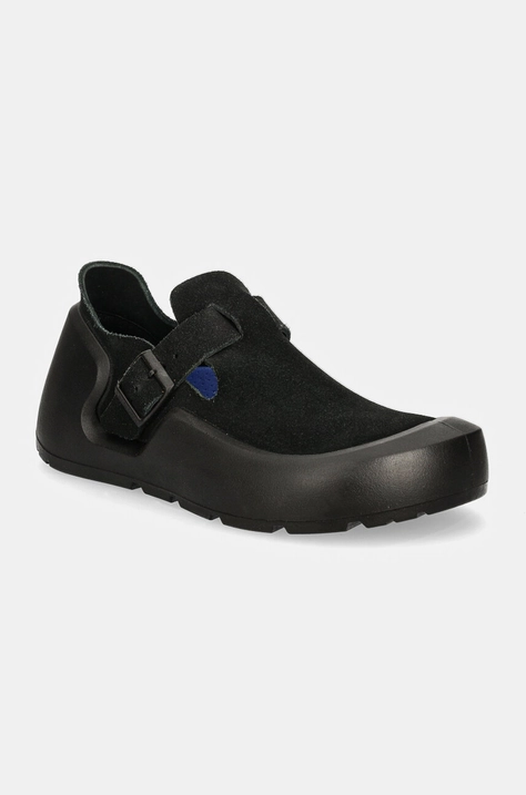 Semišové polobotky Birkenstock Reykjavik dámské, černá barva, na plochém podpatku, 1027520