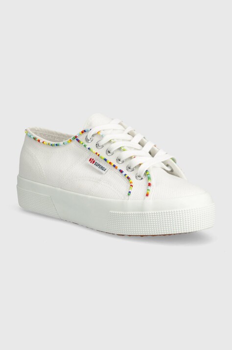 Superga tenisi 2740 MULTICOLOR BEADS femei, culoarea alb, S4131FW