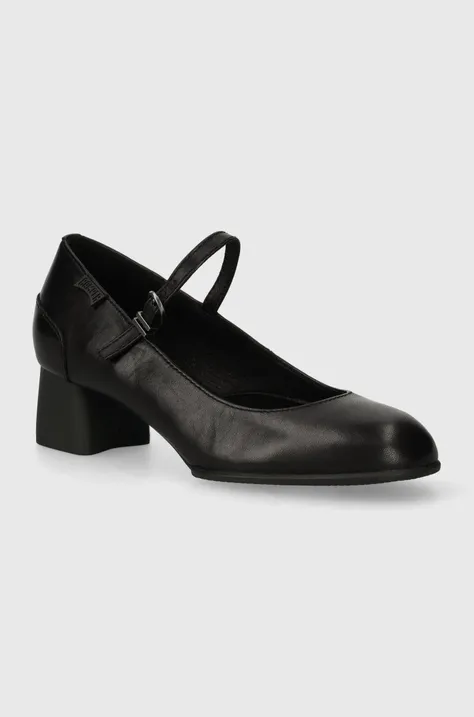 Шкіряні туфлі Camper Katie колір чорний каблук блок K200694.001