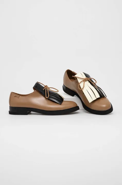 Camper pantofi de piele TWS femei, culoarea maro, cu toc plat, K201454.007