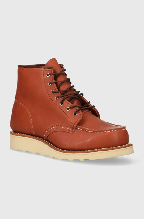 Red Wing botki skórzane 6-Inch Moc Toe damskie kolor brązowy na płaskim obcasie 3425