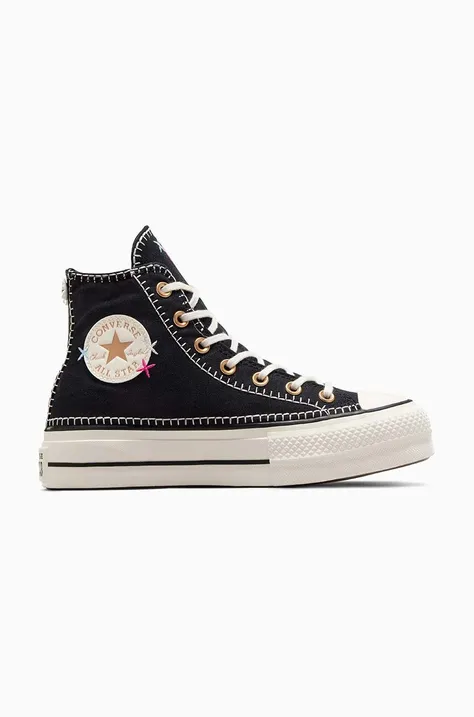Πάνινα παπούτσια Converse Chuck Taylor All Star Lift χρώμα: μαύρο, A08731C