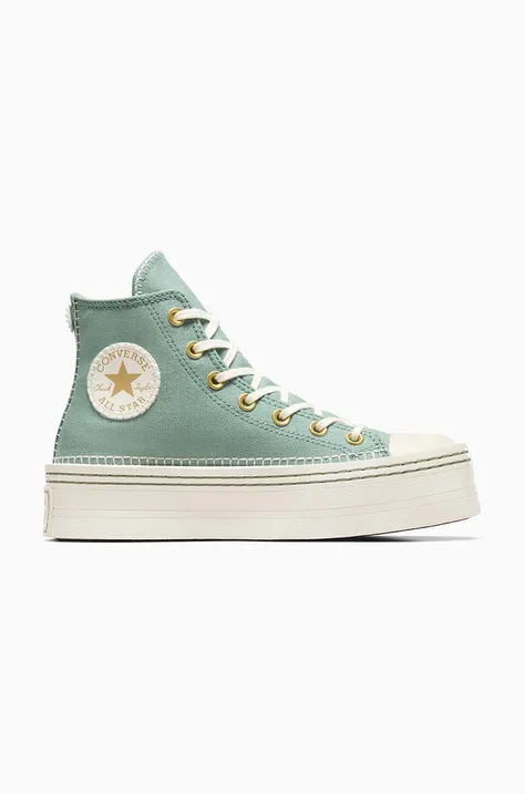Πάνινα παπούτσια Converse Chuck Taylor All Star Modern Lift χρώμα: πράσινο, A07547C