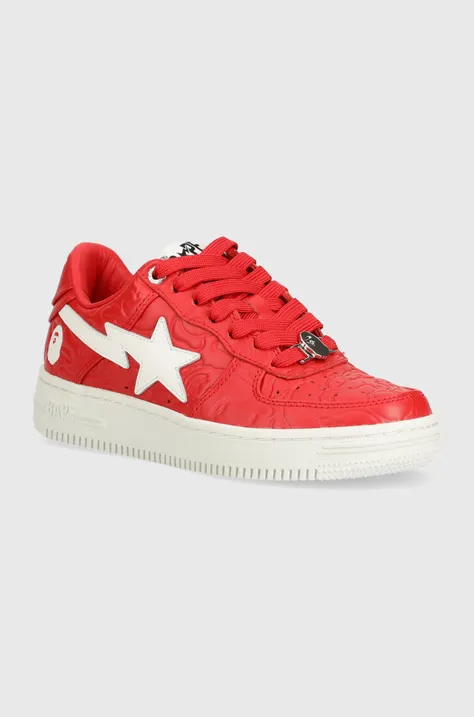 Kožené sneakers boty A Bathing Ape Bape Sta #3 L červená barva, 1J80291052