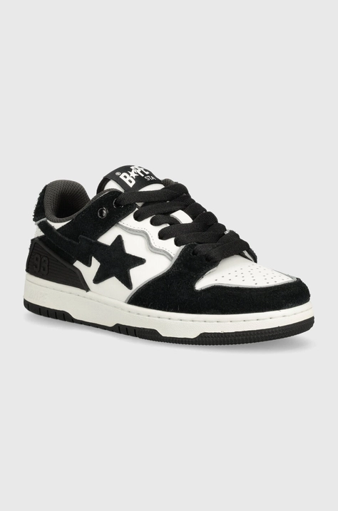 Кожаные кроссовки A Bathing Ape Bape Sk8 Sta #3 L цвет чёрный 1J80291057