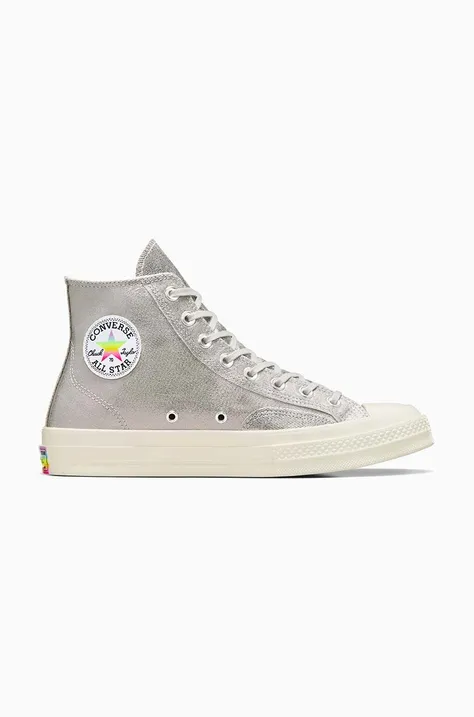 Πάνινα παπούτσια Converse Chuck 70 Hi Pride χρώμα: ασημί, A10214C