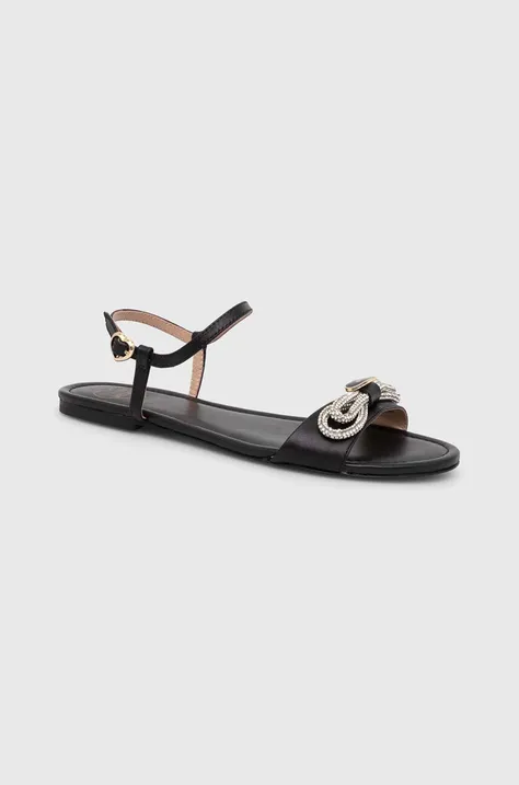 Kožené sandále Love Moschino dámske, čierna farba, JA16181G1IIE0000