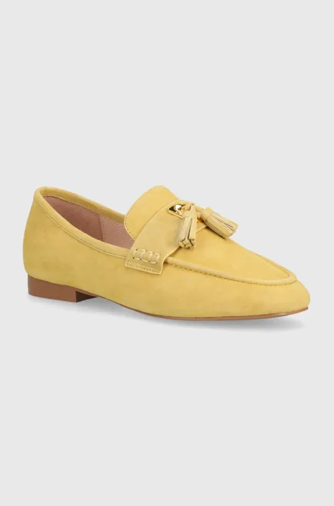 Kožené mokasíny Coccinelle dámské, žlutá barva, na plochém podpatku, E4 NF1 16 01 01 N24