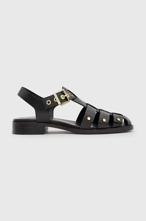 Kožené sandále AllSaints Nelly Stud dámske, čierna farba, W028FA
