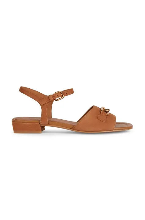Kožené sandály Geox D NEW ERAKLIA 15 B dámské, hnědá barva, na podpatku, D4580B 00021 C6001