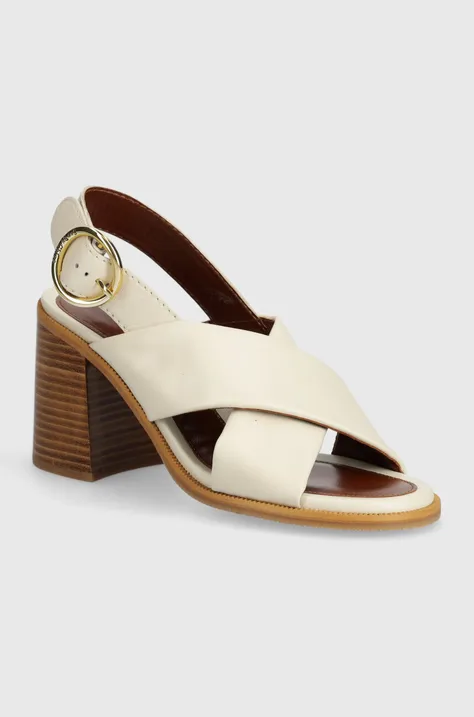 Kožené sandále See by Chloé Lyna béžová farba, SB38201A