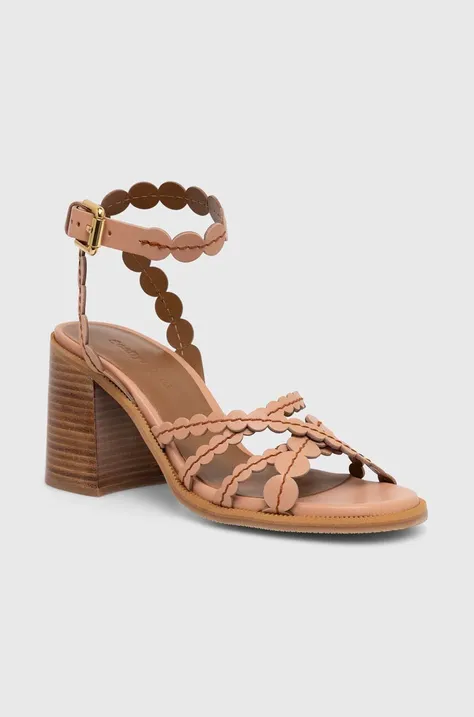 Kožené sandály See by Chloé Kaddy béžová barva, SB42032A