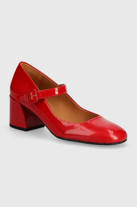 Шкіряні туфлі Billi Bi колір червоний каблук блок A5563