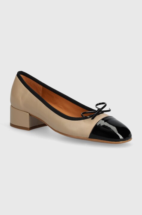 Billi Bi pantofi de piele culoarea bej, cu toc drept, A6050
