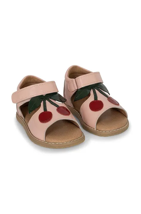 Дитячі шкіряні сандалі Konges Sløjd колір рожевий