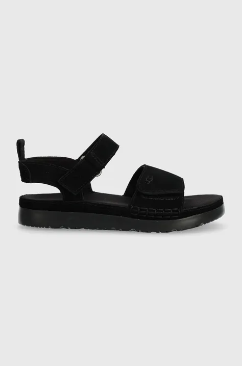 Detské semišové sandále UGG GOLDENSTAR čierna farba