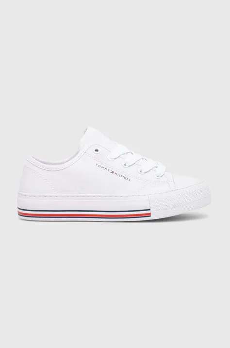 Παιδικά πάνινα παπούτσια Tommy Hilfiger χρώμα: άσπρο