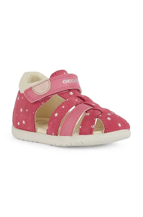Dětské kožené sandály Geox SANDAL MACCHIA růžová barva