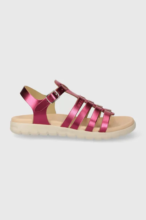Detské kožené sandále Geox SANDAL SOLEIMA fialová farba