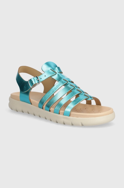 Geox sandale din piele pentru copii SANDAL SOLEIMA culoarea verde