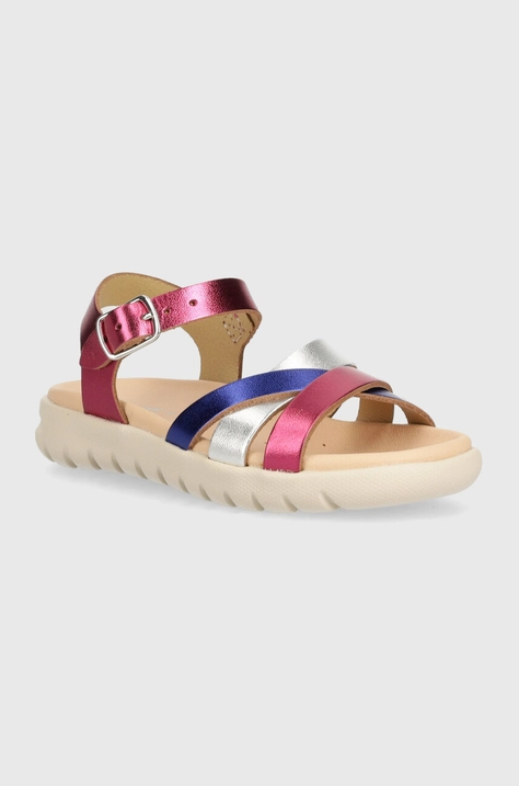 Детски сандали от кожа Geox SANDAL SOLEIMA в лилаво