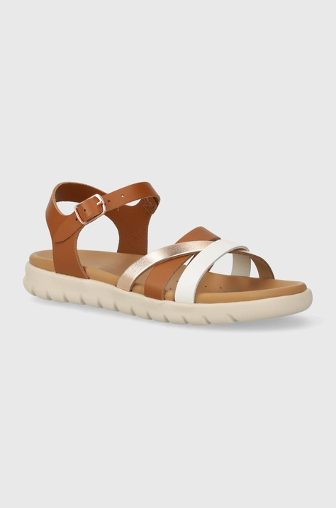 Детски сандали от кожа Geox SANDAL SOLEIMA в кафяво