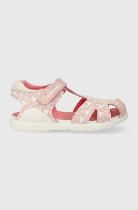Detské kožené sandále Biomecanics ružová farba