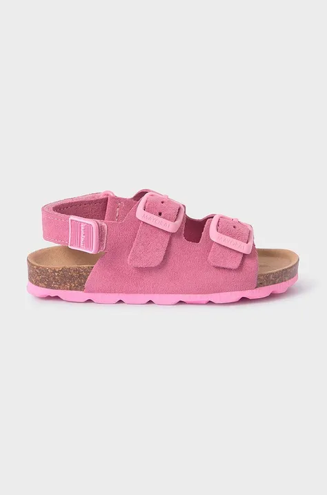 Otroški sandali iz semiša Mayoral roza barva