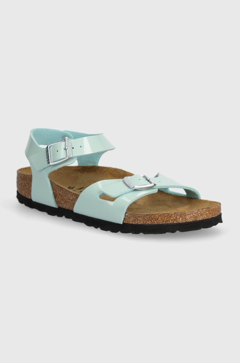 Otroški sandali Birkenstock Rio Kids BF Patent turkizna barva