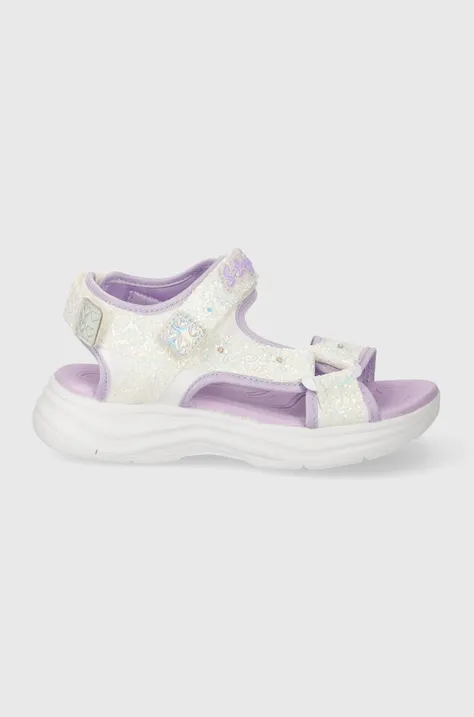 Detské sandále Skechers GLIMMER KICKS SANDAL GLITTERY GLAM biela farba