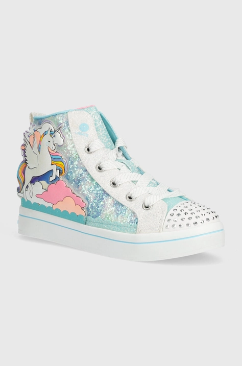 Παιδικά πάνινα παπούτσια Skechers TWI-LITES 2.0 ENCHANTED UNICORN χρώμα: τιρκουάζ