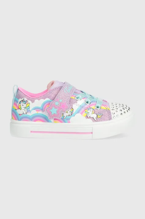 Παιδικά πάνινα παπούτσια Skechers TWINKLE SPARKS JUMPIN CLOUDS χρώμα: μοβ