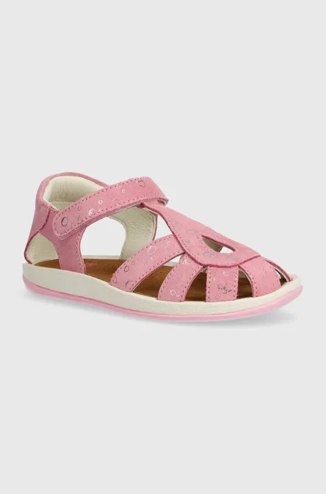 Detské nubukové sandále Camper ružová farba