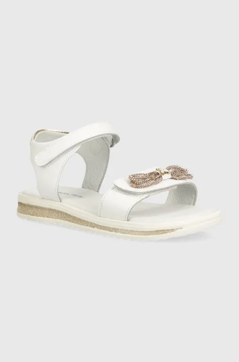 Dětské kožené sandály Patrizia Pepe bílá barva